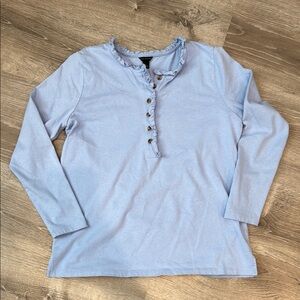 Ann Taylor Ruffle Henley cotton shirt S